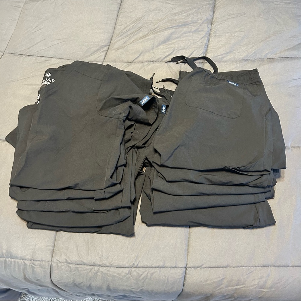 5 sets Black straight leg scrubs. Size Small